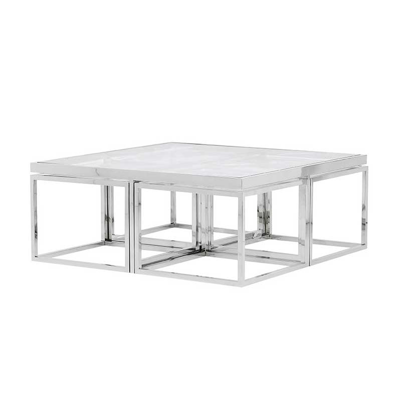 Quantum Coffee Table Oliver Matthews, Glass And Chrome Square Coffee Tables