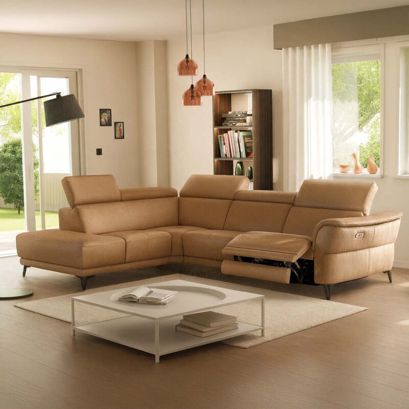 Catania leather corner sofa