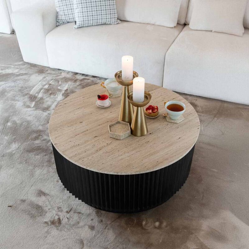 Hampton 7912 travertine round coffee table by Richmond Interiors