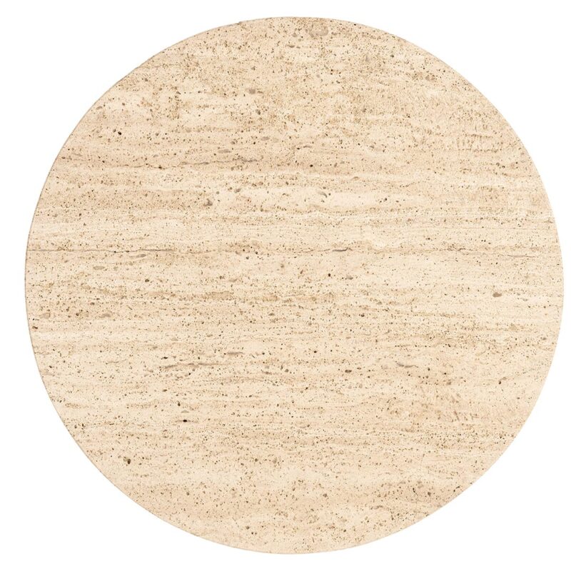 Round travertine end table