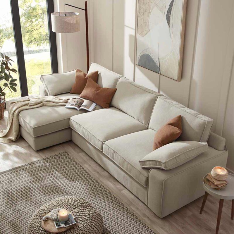 White Meadow Aspen large chaise end sofa