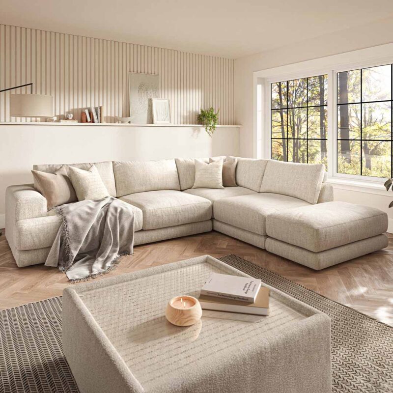 Niko Large corner sofa with footstool lhf
