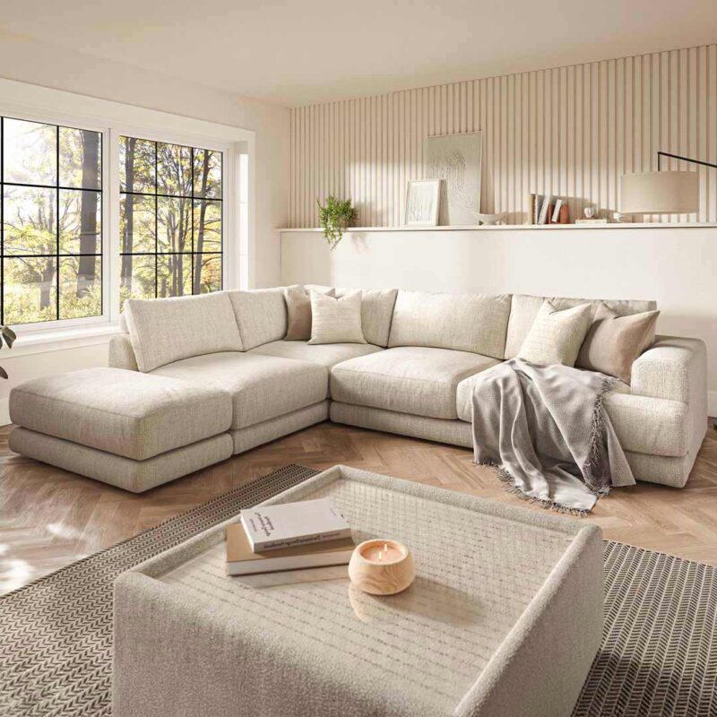 Nikita large corner sofa with footstool rhf