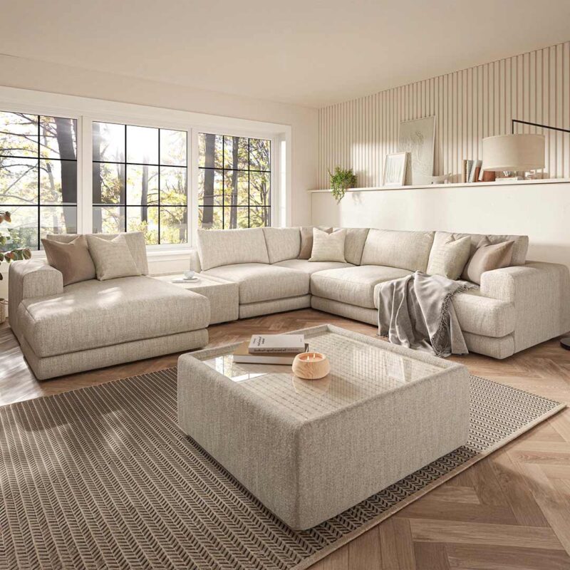 Nikita chaise end corner sofa with Table LHF